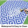 imageSmiry Waterproof Outdoor Rug 5x8 ft Reversible Plastic Straw Patio Camping Rugs Outdoor Indoor RV Mat Carpet for Patio Outside Entry Backyard Deck Bench Picnic Camper White ampamp GreyWhite and Blue