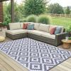 imageSmiry Waterproof Outdoor Rug 5x8 ft Reversible Plastic Straw Patio Camping Rugs Outdoor Indoor RV Mat Carpet for Patio Outside Entry Backyard Deck Bench Picnic Camper White ampamp GreyWhite and Grey