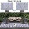 imageSmiry Waterproof Outdoor Rug 5x8 ft Reversible Plastic Straw Patio Camping Rugs Outdoor Indoor RV Mat Carpet for Patio Outside Entry Backyard Deck Bench Picnic Camper White ampamp GreyWhite and Grey