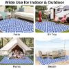 imageSmiry Waterproof Outdoor Rug 5x8 ft Reversible Plastic Straw Patio Camping Rugs Outdoor Indoor RV Mat Carpet for Patio Outside Entry Backyard Deck Bench Picnic Camper White ampamp GreyWhite and Blue