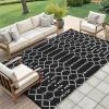 imageSmiry Waterproof Outdoor Rug 5x8 ft Reversible Plastic Straw Patio Camping Rugs Outdoor Indoor RV Mat Carpet for Patio Outside Entry Backyard Deck Bench Picnic Camper White ampamp GreyBlack