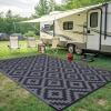 imageSmiry Waterproof Outdoor Rug 5x8 ft Reversible Plastic Straw Patio Camping Rugs Outdoor Indoor RV Mat Carpet for Patio Outside Entry Backyard Deck Bench Picnic Camper White ampamp GreyBlack and Grey