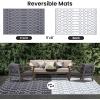 imageSmiry Waterproof Outdoor Rug 5x8 ft Reversible Plastic Straw Patio Camping Rugs Outdoor Indoor RV Mat Carpet for Patio Outside Entry Backyard Deck Bench Picnic Camper White ampamp GreyGrey