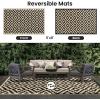 imageSmiry Waterproof Outdoor Rug 5x8 ft Reversible Plastic Straw Patio Camping Rugs Outdoor Indoor RV Mat Carpet for Patio Outside Entry Backyard Deck Bench Picnic Camper White ampamp GreyBlack and Beige