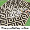 imageSmiry Waterproof Outdoor Rug 5x8 ft Reversible Plastic Straw Patio Camping Rugs Outdoor Indoor RV Mat Carpet for Patio Outside Entry Backyard Deck Bench Picnic Camper White ampamp GreyBlack and Beige