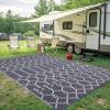 imageSmiry Waterproof Outdoor Rug 5x8 ft Reversible Plastic Straw Patio Camping Rugs Outdoor Indoor RV Mat Carpet for Patio Outside Entry Backyard Deck Bench Picnic Camper White ampamp GreyGrey