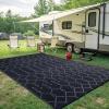 imageSmiry Waterproof Outdoor Rug 5x8 ft Reversible Plastic Straw Patio Camping Rugs Outdoor Indoor RV Mat Carpet for Patio Outside Entry Backyard Deck Bench Picnic Camper White ampamp GreyDark Grey