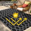 imageSmiry Waterproof Outdoor Rug 5x8 ft Reversible Plastic Straw Patio Camping Rugs Outdoor Indoor RV Mat Carpet for Patio Outside Entry Backyard Deck Bench Picnic Camper White ampamp GreyBlack