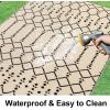 imageSmiry Waterproof Outdoor Rug 5x8 ft Reversible Plastic Straw Patio Camping Rugs Outdoor Indoor RV Mat Carpet for Patio Outside Entry Backyard Deck Bench Picnic Camper White ampamp GreyBeige