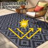 imageSmiry Waterproof Outdoor Rug 5x8 ft Reversible Plastic Straw Patio Camping Rugs Outdoor Indoor RV Mat Carpet for Patio Outside Entry Backyard Deck Bench Picnic Camper White ampamp GreyBlack and Grey