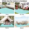 imageSmiry Waterproof Outdoor Rug 5x8 ft Reversible Plastic Straw Patio Camping Rugs Outdoor Indoor RV Mat Carpet for Patio Outside Entry Backyard Deck Bench Picnic Camper White ampamp GreyWhite and Teal