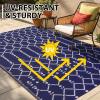 imageSmiry Waterproof Outdoor Rug 5x8 ft Reversible Plastic Straw Patio Camping Rugs Outdoor Indoor RV Mat Carpet for Patio Outside Entry Backyard Deck Bench Picnic Camper White ampamp GreyNavy