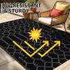 imageSmiry Waterproof Outdoor Rug 5x8 ft Reversible Plastic Straw Patio Camping Rugs Outdoor Indoor RV Mat Carpet for Patio Outside Entry Backyard Deck Bench Picnic Camper White ampamp GreyDark Grey