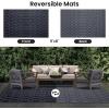 imageSmiry Waterproof Outdoor Rug 5x8 ft Reversible Plastic Straw Patio Camping Rugs Outdoor Indoor RV Mat Carpet for Patio Outside Entry Backyard Deck Bench Picnic Camper White ampamp GreyDark Grey