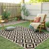 imageSmiry Waterproof Outdoor Rug 5x8 ft Reversible Plastic Straw Patio Camping Rugs Outdoor Indoor RV Mat Carpet for Patio Outside Entry Backyard Deck Bench Picnic Camper White ampamp GreyBlack and Beige