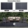 imageSmiry Waterproof Outdoor Rug 5x8 ft Reversible Plastic Straw Patio Camping Rugs Outdoor Indoor RV Mat Carpet for Patio Outside Entry Backyard Deck Bench Picnic Camper White ampamp GreyDark Grey