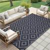 imageSmiry Waterproof Outdoor Rug 5x8 ft Reversible Plastic Straw Patio Camping Rugs Outdoor Indoor RV Mat Carpet for Patio Outside Entry Backyard Deck Bench Picnic Camper White ampamp GreyBlack and Grey