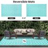 imageSmiry Waterproof Outdoor Rug 5x8 ft Reversible Plastic Straw Patio Camping Rugs Outdoor Indoor RV Mat Carpet for Patio Outside Entry Backyard Deck Bench Picnic Camper White ampamp GreyWhite and Teal