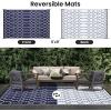 imageSmiry Waterproof Outdoor Rug 5x8 ft Reversible Plastic Straw Patio Camping Rugs Outdoor Indoor RV Mat Carpet for Patio Outside Entry Backyard Deck Bench Picnic Camper White ampamp GreyNavy