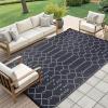imageSmiry Waterproof Outdoor Rug 5x8 ft Reversible Plastic Straw Patio Camping Rugs Outdoor Indoor RV Mat Carpet for Patio Outside Entry Backyard Deck Bench Picnic Camper White ampamp GreyDark Grey