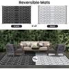 imageSmiry Waterproof Outdoor Rug 5x8 ft Reversible Plastic Straw Patio Camping Rugs Outdoor Indoor RV Mat Carpet for Patio Outside Entry Backyard Deck Bench Picnic Camper White ampamp GreyBlack