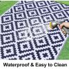 imageSmiry Waterproof Outdoor Rug 5x8 ft Reversible Plastic Straw Patio Camping Rugs Outdoor Indoor RV Mat Carpet for Patio Outside Entry Backyard Deck Bench Picnic Camper White ampamp GreyWhite and Navy