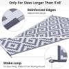 imageSmiry Waterproof Outdoor Rug 5x8 ft Reversible Plastic Straw Patio Camping Rugs Outdoor Indoor RV Mat Carpet for Patio Outside Entry Backyard Deck Bench Picnic Camper White ampamp GreyWhite and Grey
