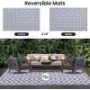 imageSmiry Waterproof Outdoor Rug 5x8 ft Reversible Plastic Straw Patio Camping Rugs Outdoor Indoor RV Mat Carpet for Patio Outside Entry Backyard Deck Bench Picnic Camper White ampamp GreyWhite and Grey