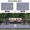 imageSmiry Waterproof Outdoor Rug 5x8 ft Reversible Plastic Straw Patio Camping Rugs Outdoor Indoor RV Mat Carpet for Patio Outside Entry Backyard Deck Bench Picnic Camper White ampamp GreyWhite and Navy