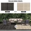 imageSmiry Waterproof Outdoor Rug 5x8ft Reversible Plastic Straw Patio Camping Rugs Outdoor Indoor RV Mat Carpet for Patio Outside Entry Backyard Deck Bench Picnic Camper Black ampamp GreyBeige