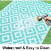 imageSmiry Waterproof Outdoor Rug 5x8ft Reversible Plastic Straw Patio Camping Rugs Outdoor Indoor RV Mat Carpet for Patio Outside Entry Backyard Deck Bench Picnic Camper Black ampamp GreyWhite and Teal