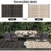 imageSmiry Waterproof Outdoor Rug 5x8ft Reversible Plastic Straw Patio Camping Rugs Outdoor Indoor RV Mat Carpet for Patio Outside Entry Backyard Deck Bench Picnic Camper Black ampamp GreyBeige