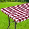 imageSmiry Rectangle Picnic Table Cloth Elastic Waterproof Fitted Vinyl Tablecloth for 4 FT Tables Flannel Backed Buffalo Plaid Table Covers for Dining Camping Outdoor White and Grey 30quot x 48quotBurgundy and White
