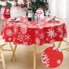 imageSmiry Snowflake Flannel Backed Vinyl Tablecloth Waterproof Round Table Cloth Wipeable Christmas Table Cover for Indoor and Outdoor 60quot Round Red