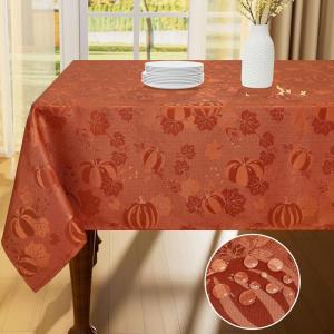 imageSmiry Rectangle Christmas Red Tablecloth 60x84 Inch Waterproof Damask Table Cloth Holly Patterns Fabric Table Covers for Christmas Dinner and New Year Celebration BurgundyTerracotta