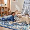 imageSmiry 8x10 Area Rugs for Living Room Boho Chic Style Printed Rugs Low Pile NonShedding Easy Care Machine Washable Lightweight Floor Carpets Rugs for Bedroom Dining Room Home Office OrangeBlue