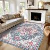 imageSmiry 8x10 Area Rugs for Living Room Boho Chic Style Printed Rugs Low Pile NonShedding Easy Care Machine Washable Lightweight Floor Carpets Rugs for Bedroom Dining Room Home Office OrangePink
