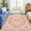 imageSmiry 8x10 Area Rugs for Living Room Boho Chic Style Printed Rugs Low Pile NonShedding Easy Care Machine Washable Lightweight Floor Carpets Rugs for Bedroom Dining Room Home Office OrangeOrange
