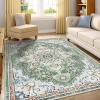 imageSmiry 8x10 Area Rugs for Living Room Boho Chic Style Printed Rugs Low Pile NonShedding Easy Care Machine Washable Lightweight Floor Carpets Rugs for Bedroom Dining Room Home Office OrangeGreen