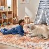 imageSmiry 8x10 Area Rugs for Living Room Boho Chic Style Printed Rugs Low Pile NonShedding Easy Care Machine Washable Lightweight Floor Carpets Rugs for Bedroom Dining Room Home Office OrangeOrange