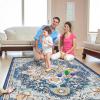 imageSmiry 8x10 Area Rugs for Living Room Boho Chic Style Printed Rugs Low Pile NonShedding Easy Care Machine Washable Lightweight Floor Carpets Rugs for Bedroom Dining Room Home Office OrangeBlue