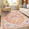 imageSmiry 8x10 Area Rugs for Living Room Boho Chic Style Printed Rugs Low Pile NonShedding Easy Care Machine Washable Lightweight Floor Carpets Rugs for Bedroom Dining Room Home Office OrangeOrange