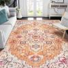 imageSmiry 8x10 Area Rugs for Living Room Boho Chic Style Printed Rugs Low Pile NonShedding Easy Care Machine Washable Lightweight Floor Carpets Rugs for Bedroom Dining Room Home Office OrangeOrange