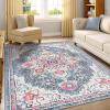 imageSmiry 8x10 Area Rugs for Living Room Boho Chic Style Printed Rugs Low Pile NonShedding Easy Care Machine Washable Lightweight Floor Carpets Rugs for Bedroom Dining Room Home Office OrangePink