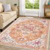 imageSmiry 8x10 Area Rugs for Living Room Boho Chic Style Printed Rugs Low Pile NonShedding Easy Care Machine Washable Lightweight Floor Carpets Rugs for Bedroom Dining Room Home Office OrangeOrange