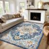 imageSmiry 8x10 Area Rugs for Living Room Boho Chic Style Printed Rugs Low Pile NonShedding Easy Care Machine Washable Lightweight Floor Carpets Rugs for Bedroom Dining Room Home Office OrangeBlue