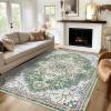 imageSmiry 8x10 Area Rugs for Living Room Boho Chic Style Printed Rugs Low Pile NonShedding Easy Care Machine Washable Lightweight Floor Carpets Rugs for Bedroom Dining Room Home Office OrangeGreen