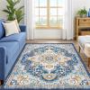 imageSmiry 8x10 Area Rugs for Living Room Boho Chic Style Printed Rugs Low Pile NonShedding Easy Care Machine Washable Lightweight Floor Carpets Rugs for Bedroom Dining Room Home Office OrangeBlue