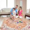 imageSmiry 8x10 Area Rugs for Living Room Boho Chic Style Printed Rugs Low Pile NonShedding Easy Care Machine Washable Lightweight Floor Carpets Rugs for Bedroom Dining Room Home Office OrangeOrange