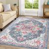 imageSmiry 8x10 Area Rugs for Living Room Boho Chic Style Printed Rugs Low Pile NonShedding Easy Care Machine Washable Lightweight Floor Carpets Rugs for Bedroom Dining Room Home Office OrangePink